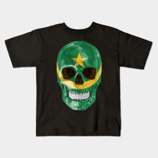 Mauritania Flag Skull - Gift for Mauritanian With Roots From Mauritania Kids T-Shirt